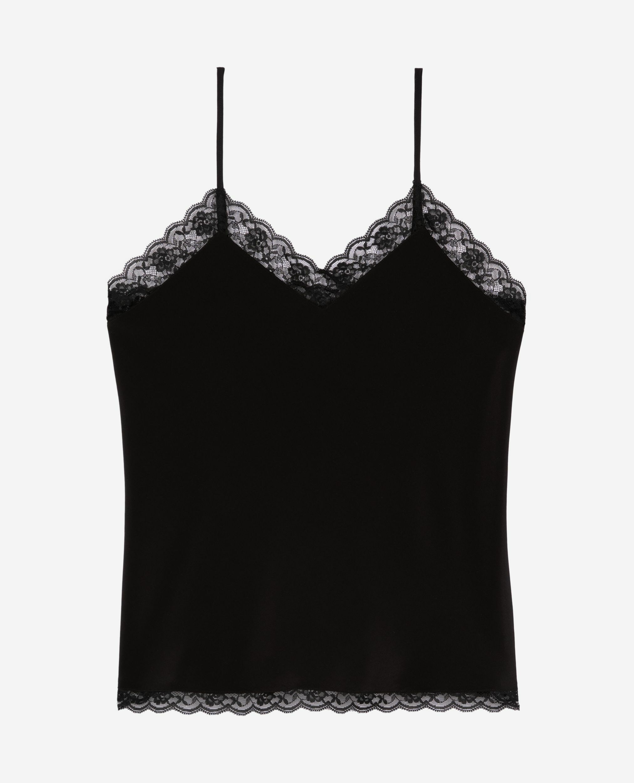 Caraco en soie et dentelle noir, BLACK, hi-res image number null