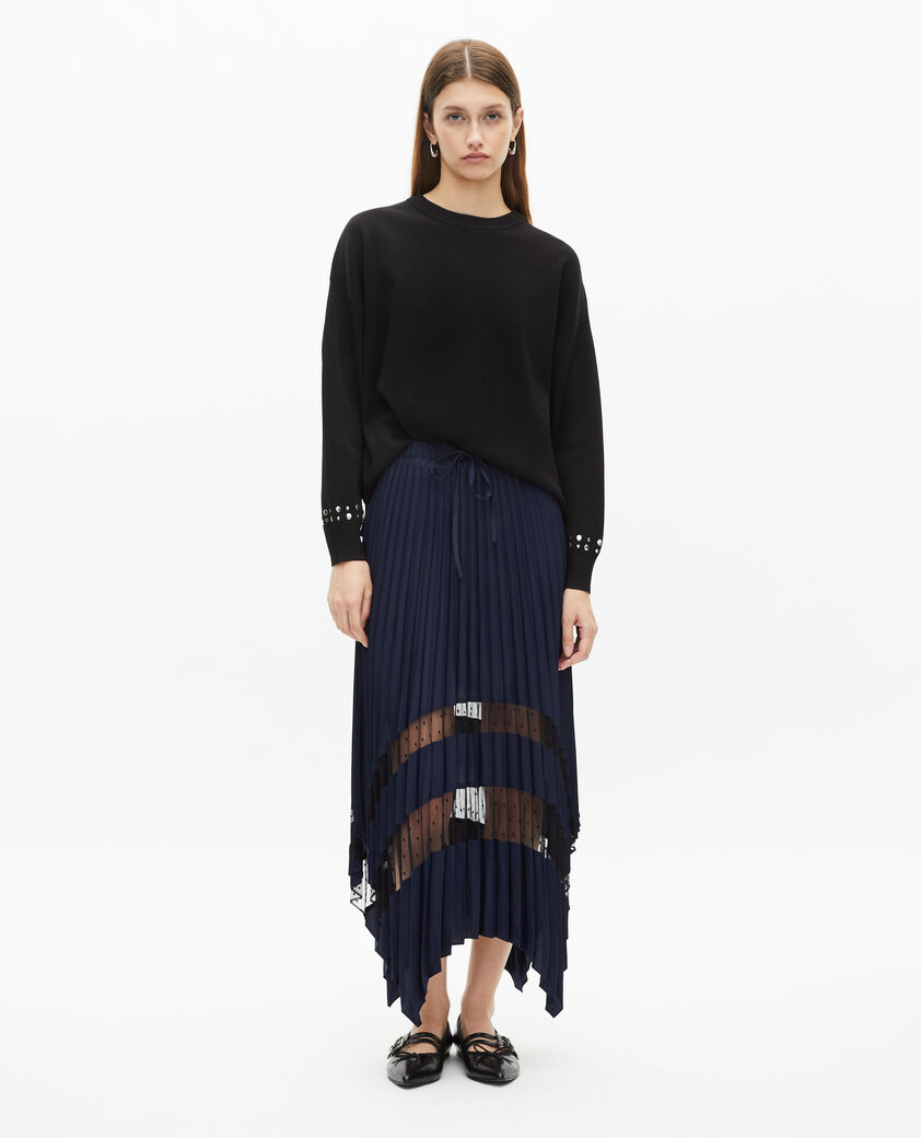 The Kooples MUJER NAVY falda larga plisada azul marino