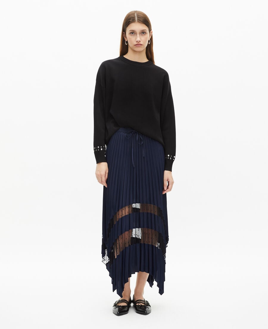 The Kooples DAMEN NAVY marineblauer, langer faltenrock