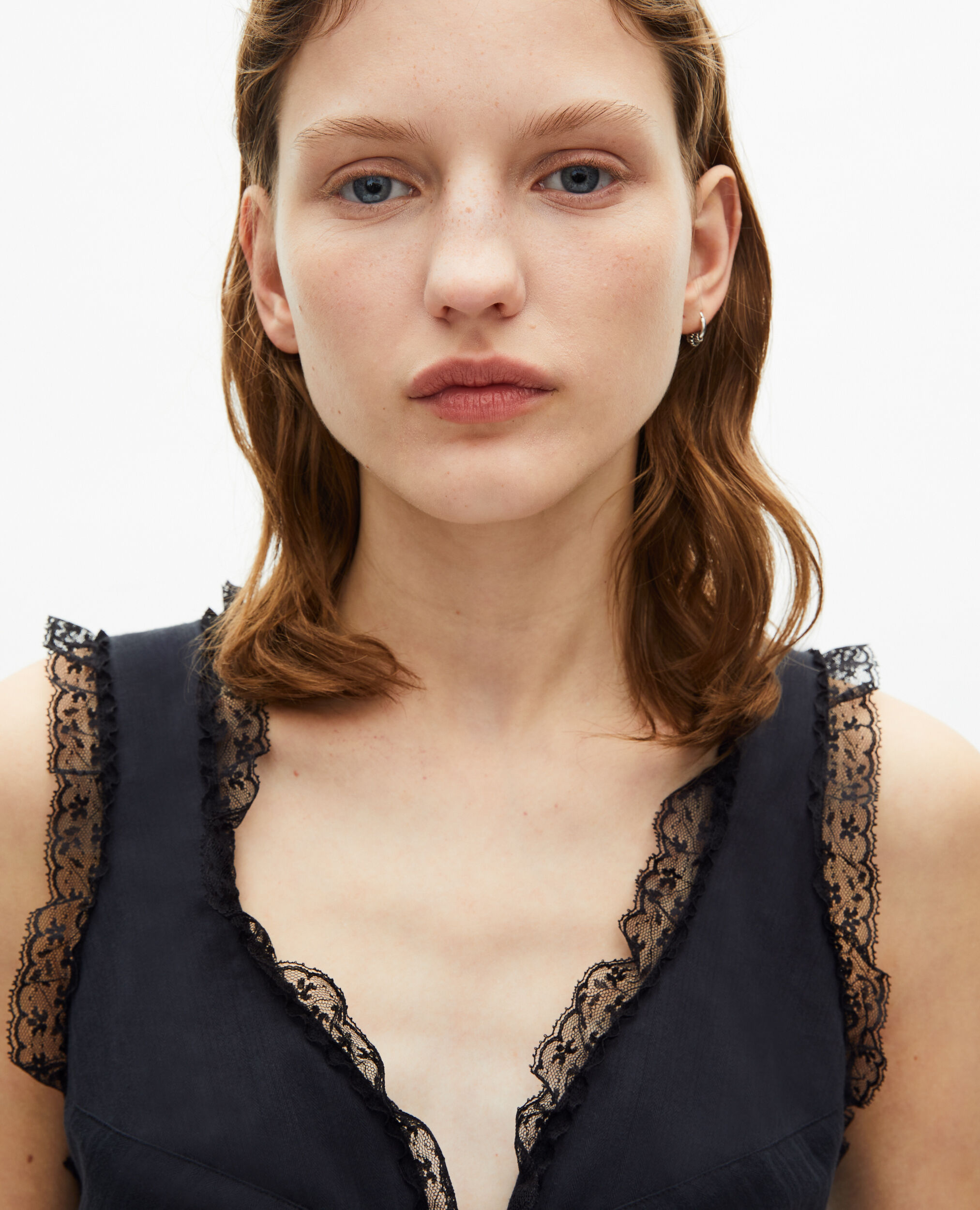 Top avec laçage et dentelle noir, BLACK, hi-res image number null