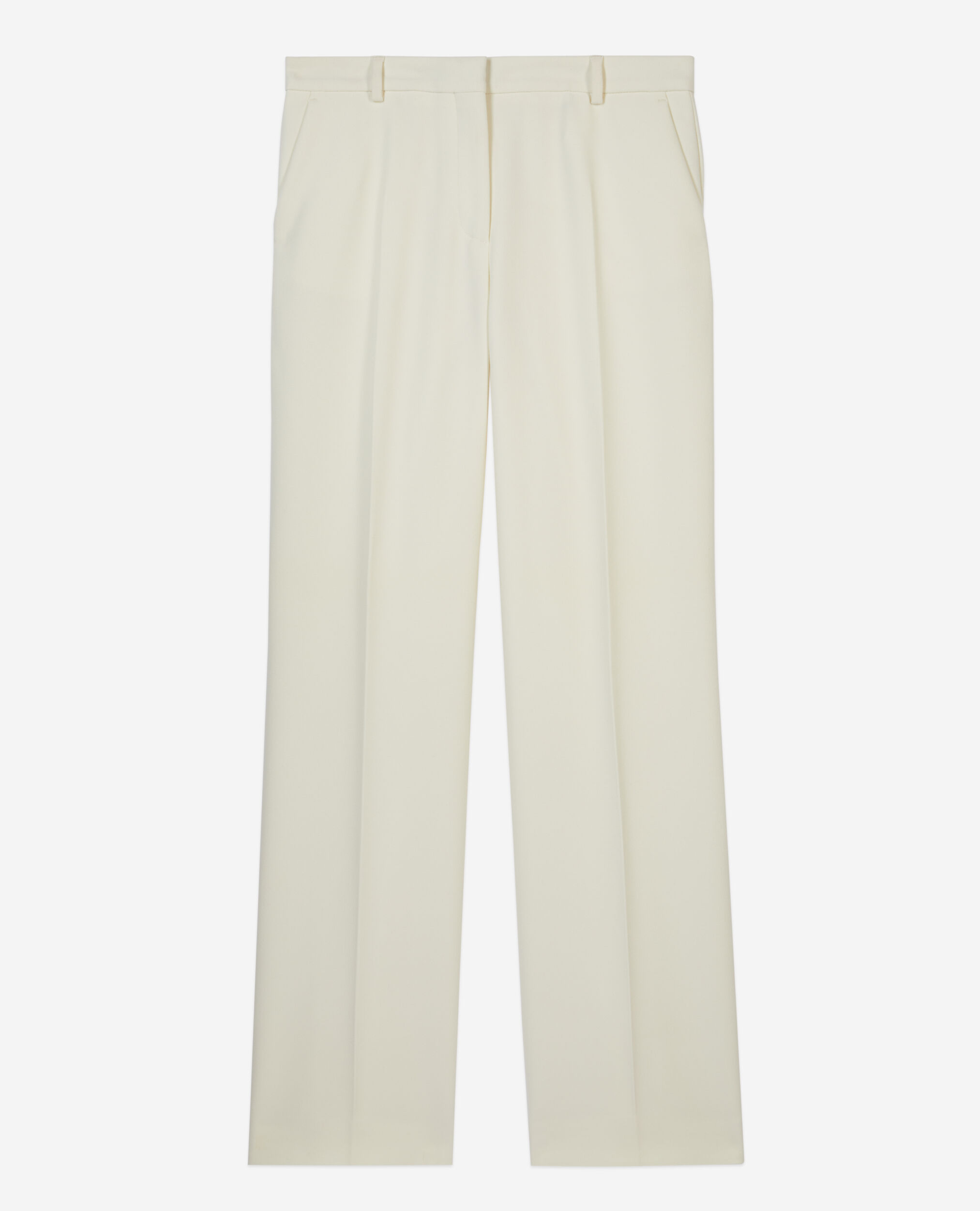 Pantalon tailleur en crêpe coupe droite écru, ECRU, hi-res image number null