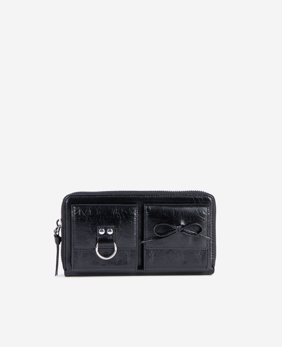 The Kooples FEMME BLACK portefeuille amelia en cuir noir
