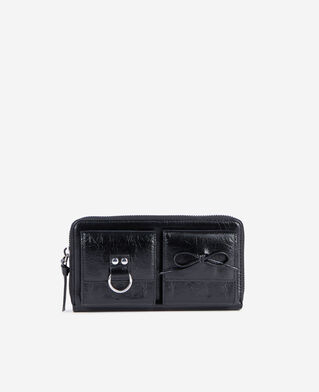 The Kooples FEMME BLACK portefeuille amelia en cuir noir
