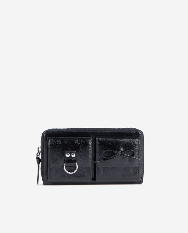 The Kooples FEMME BLACK portefeuille amelia en cuir noir