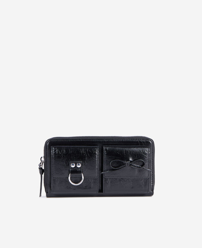 The Kooples FEMME BLACK portefeuille amelia en cuir noir