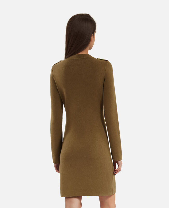 The Kooples FEMME KAKI robe courte style officier en maille kaki