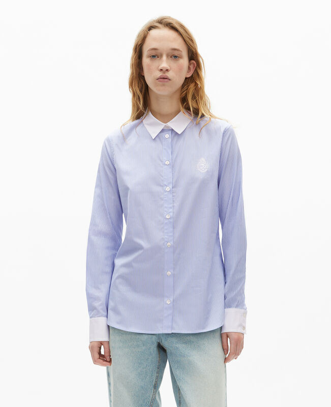 The Kooples FEMME BLUE WHITE chemise à rayures avec col contrasté bleue