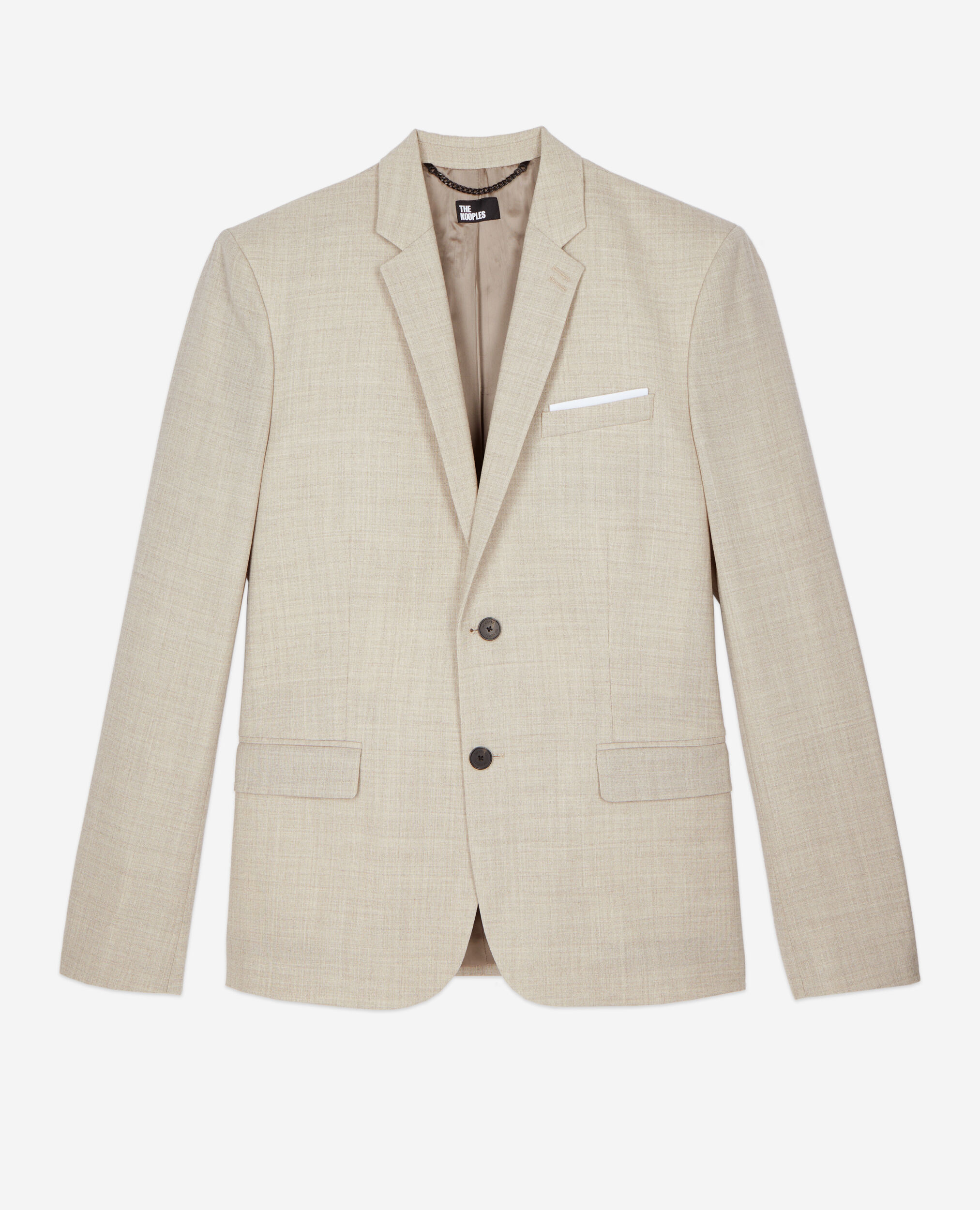 Veste de costume en laine coupe ajustée beige, BEIGE, hi-res image number null