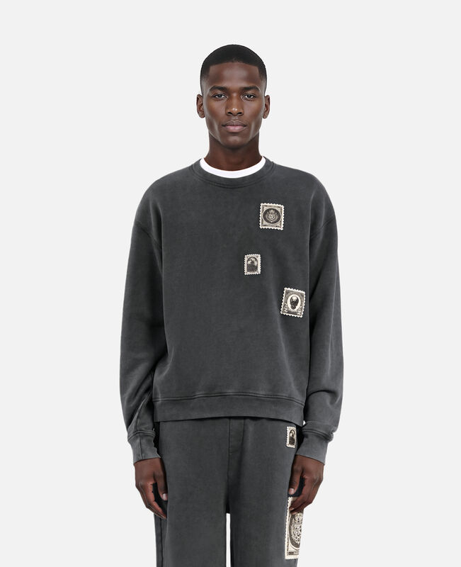 The Kooples HOMME BLACK WASHED sweatshirt avec patchs noir délavé