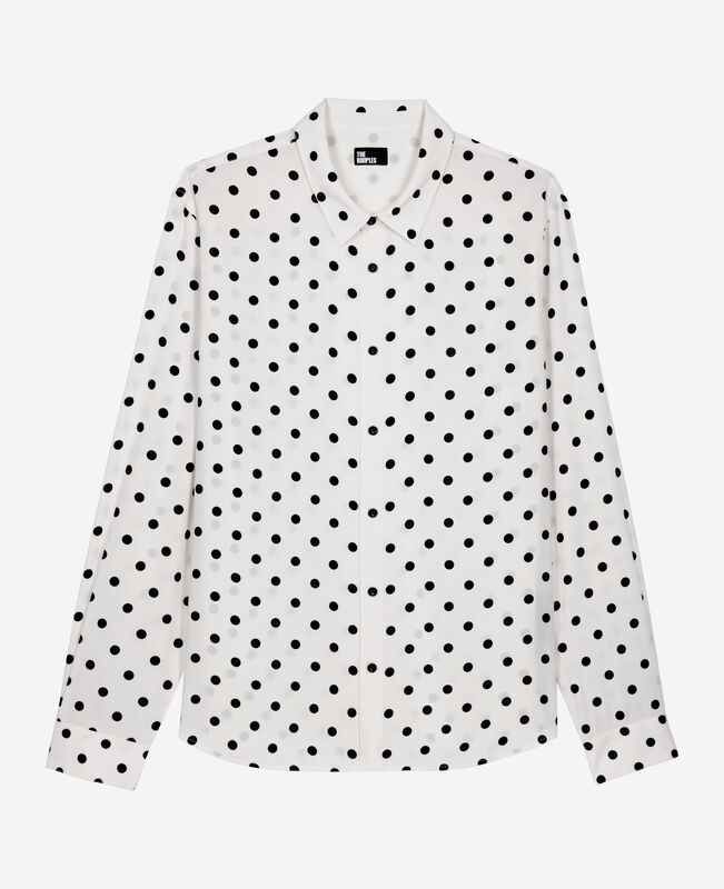 The Kooples HOMME WHITE / BLACK chemise imprimée à pois blanche