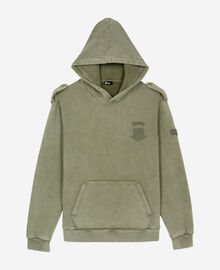 The Kooples HOMME KAKI sweatshirt à capuche avec patchs kaki