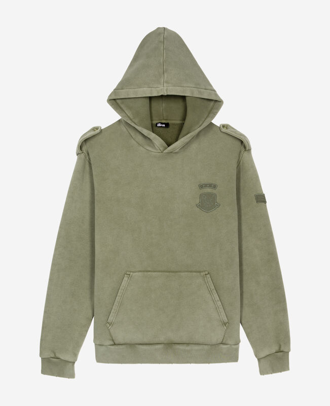 The Kooples HOMME KAKI sweatshirt à capuche avec patchs kaki