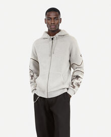 The Kooples HOMME GREY MELANGE sweatshirt à capuche avec manches brodées gris