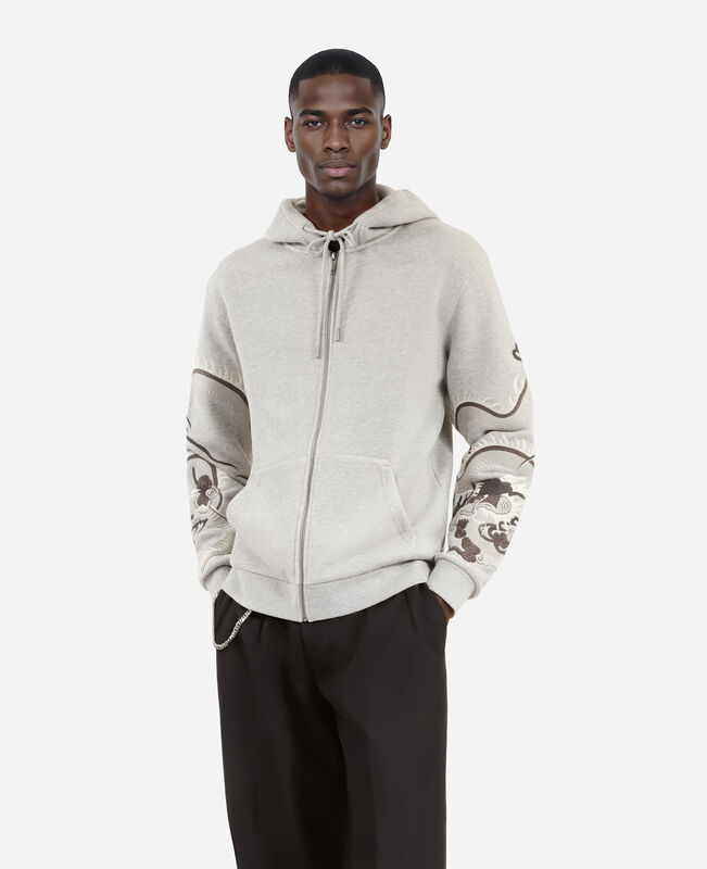 The Kooples HOMME GREY MELANGE sweatshirt à capuche avec manches brodées gris