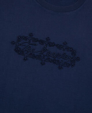 The Kooples MEN DARK NAVY t-shirt with navy blue logo embroidery