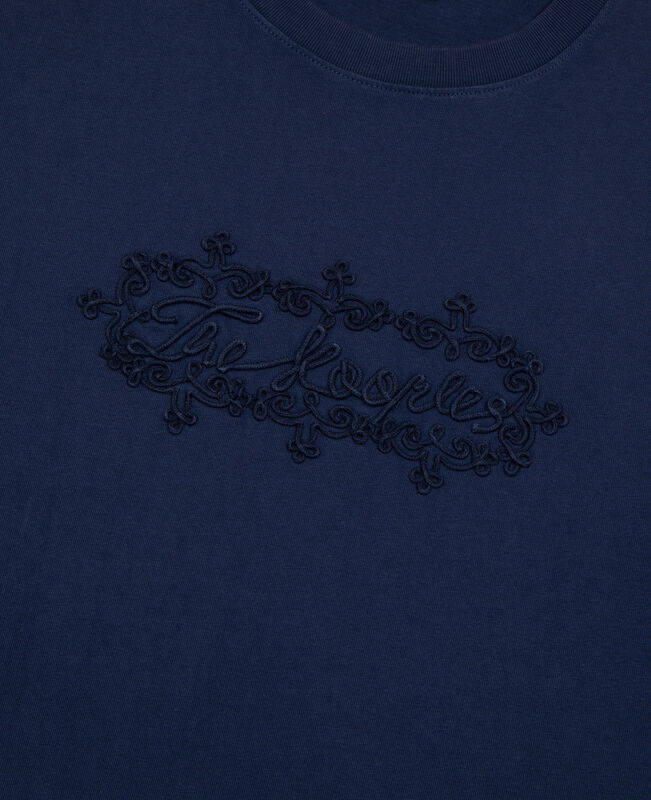 The Kooples HOMME DARK NAVY t-shirt avec broderie logo bleu marine