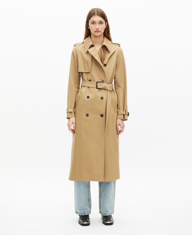 The Kooples FEMME BEIGE trench long en coton beige