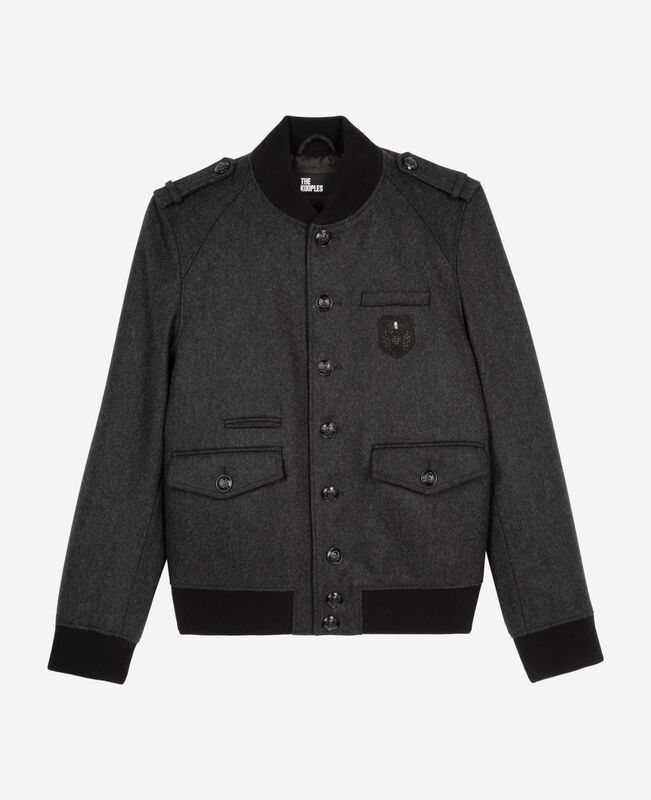 The Kooples HOMME DARK GREY blouson teddy gris