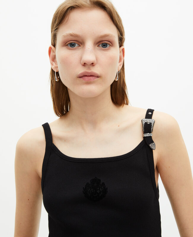 The Kooples FEMME BLACK débardeur côtelé noir