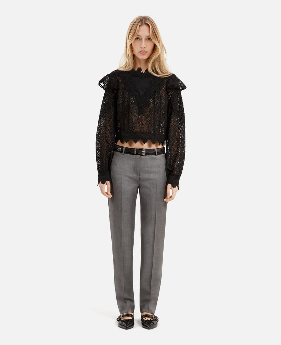 The Kooples WOMEN BLACK black lace top