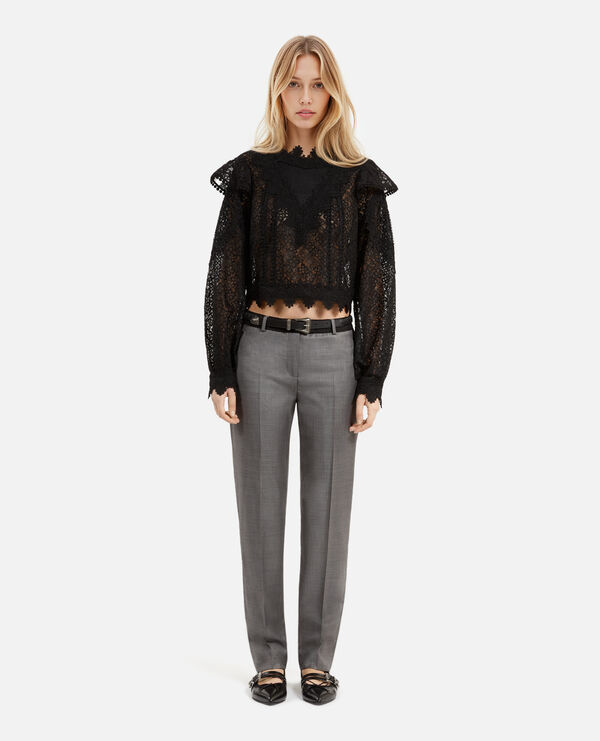 The Kooples FEMME BLACK top en dentelle noire