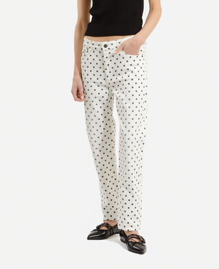 The Kooples FEMME BEIGE GREY jean slim à pois beige