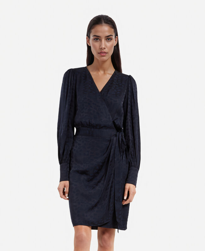 The Kooples FEMME NAVY robe courte portefeuille jacquard marine