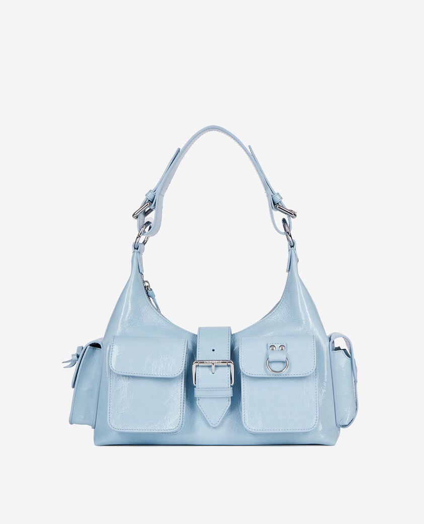 The Kooples FEMME LIGHT BLUE sac amelia en cuir bleu clair