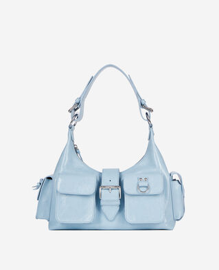 The Kooples FEMME LIGHT BLUE sac amelia en cuir bleu clair