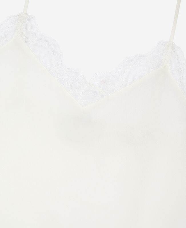 The Kooples FEMME ECRU caraco en soie et dentelle écru