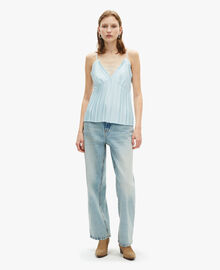 The Kooples FEMME BABY BLUE caraco plissé bleu
