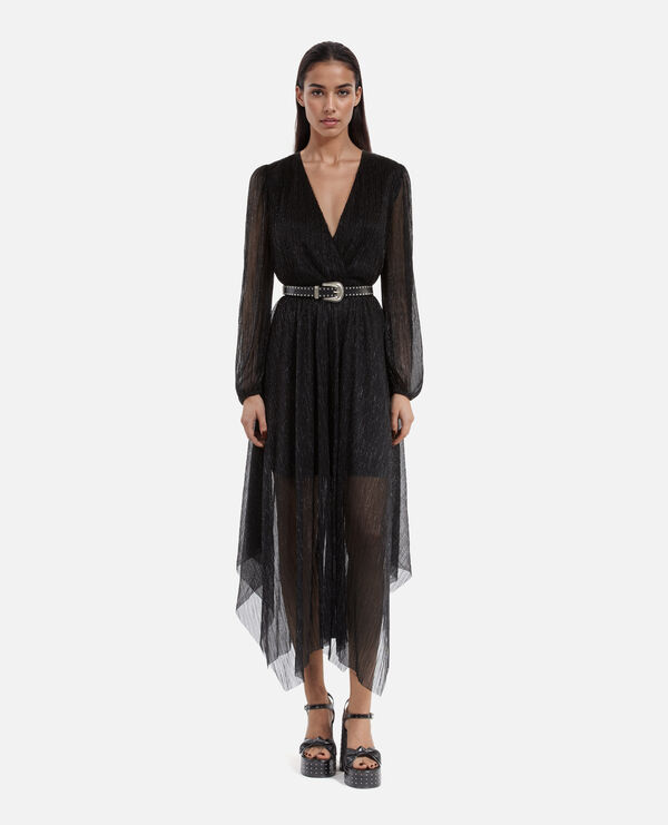 The Kooples FEMME BLACK robe longue plissée noire