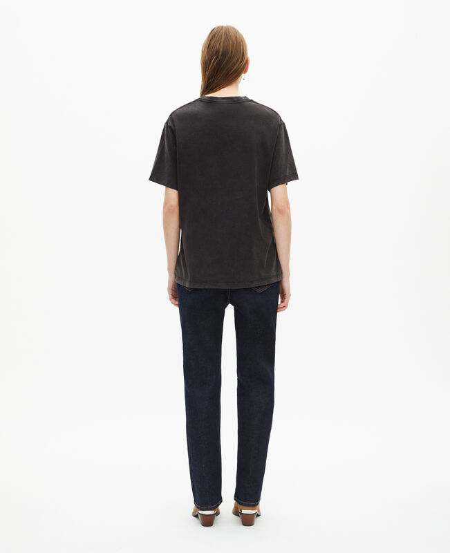 The Kooples FEMME BLACK WASHED t-shirt avec sérigraphie aigle noir délavé