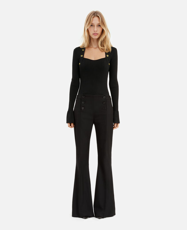 The Kooples FEMME BLACK pull en maille côtelée noir