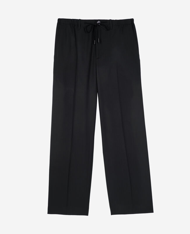The Kooples HOMME BLACK pantalon droit en laine noir