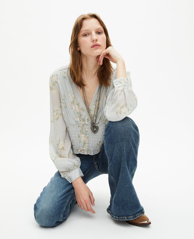 The Kooples FEMME VINTAGE BLUE jean flare bleu