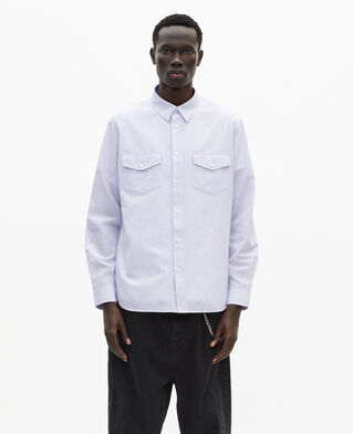 The Kooples HOMME BLUE WHITE chemise à rayures bleue 