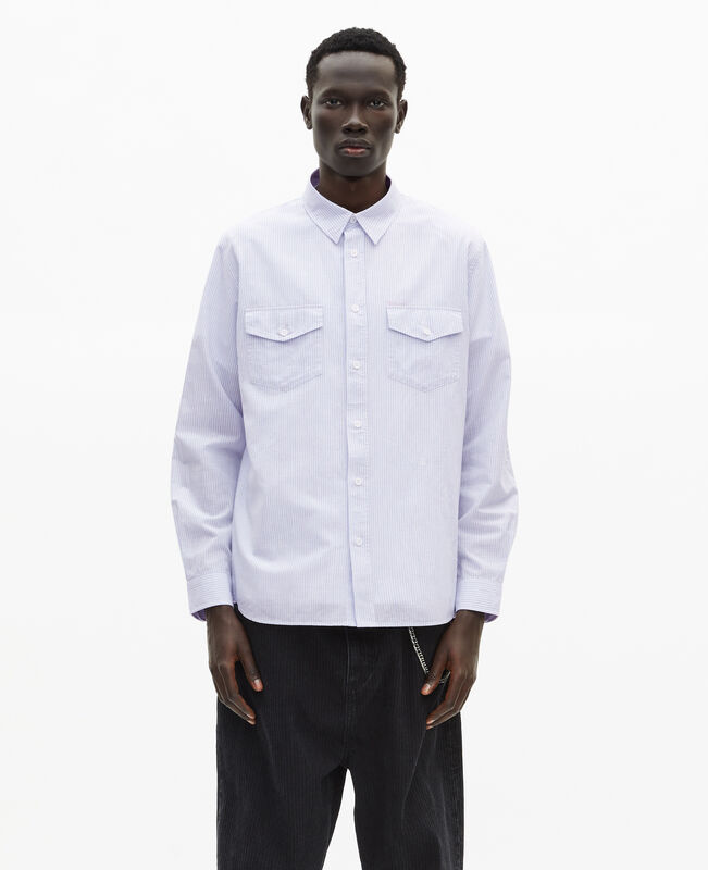 The Kooples HOMME BLUE WHITE chemise à rayures bleue 