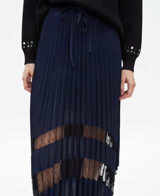 The Kooples DAMEN NAVY marineblauer, langer faltenrock