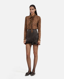 The Kooples FEMME BLACK jupe courte style portefeuille satinée noire