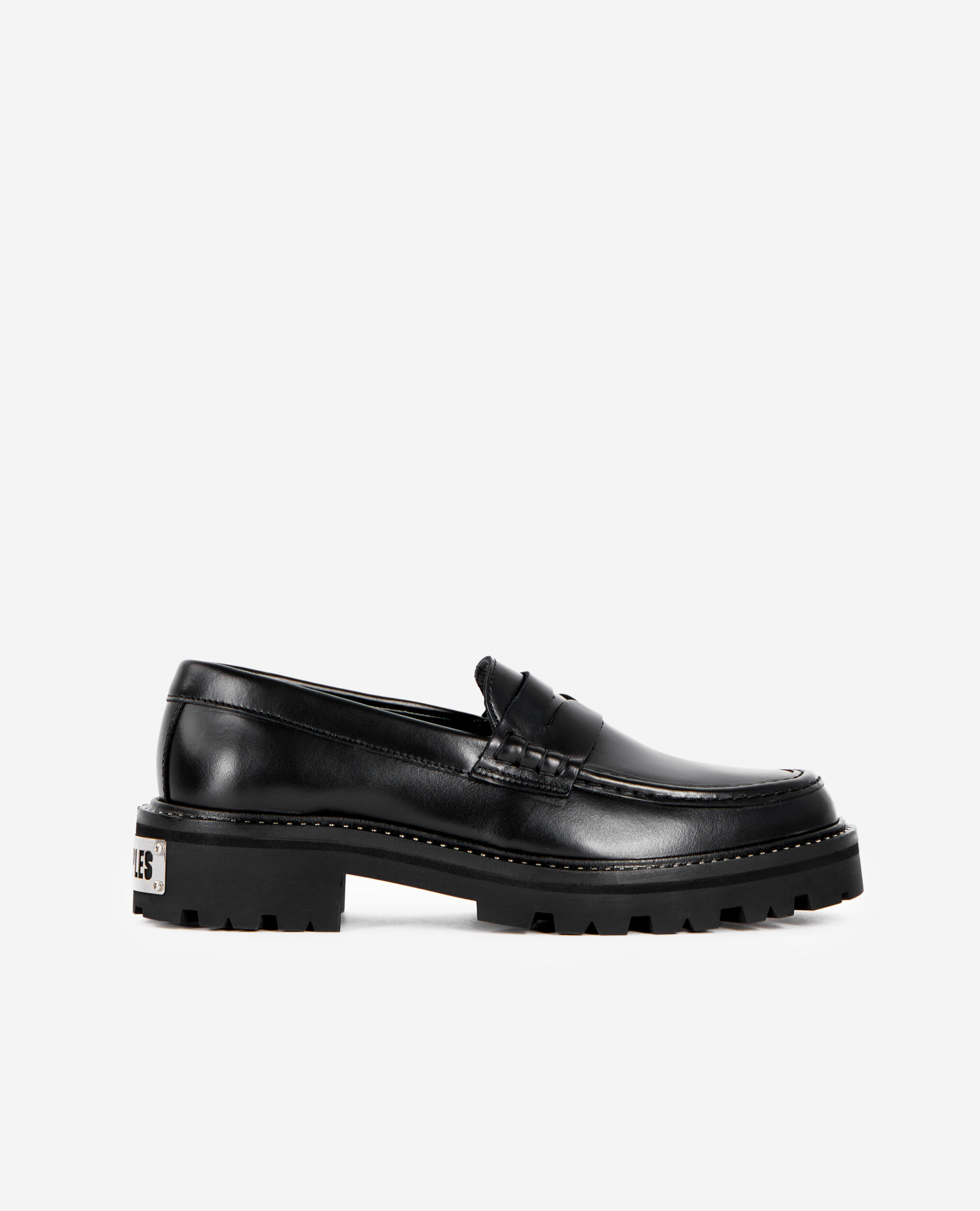Mocassins en cuir noirs, BLACK, hi-res image number null