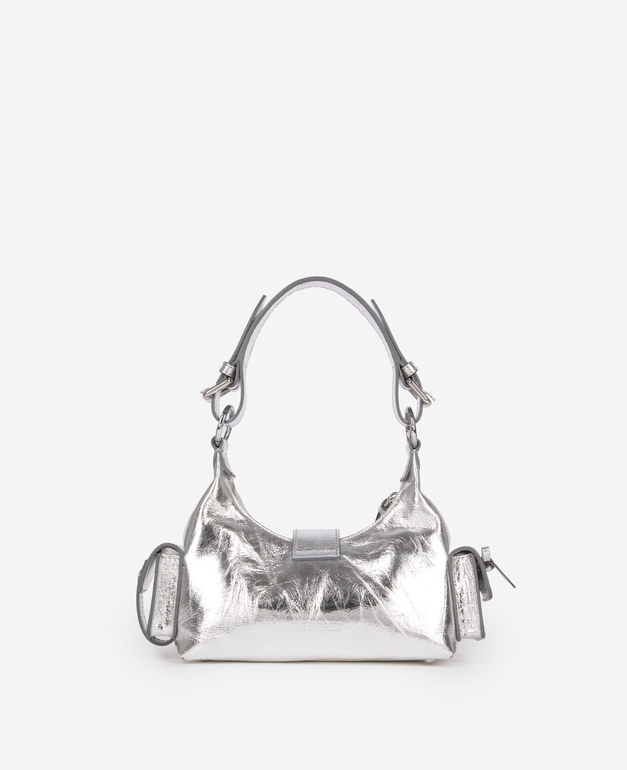 The Kooples FEMME SILVER sac amelia small en cuir craquelé argent