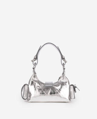 The Kooples FEMME SILVER sac amelia small en cuir craquelé argent