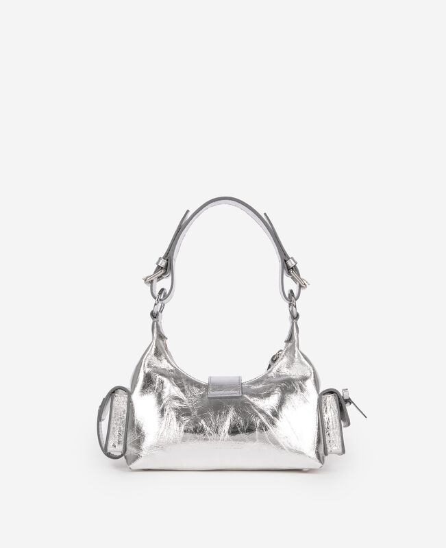 The Kooples FEMME SILVER sac amelia small en cuir craquelé argent