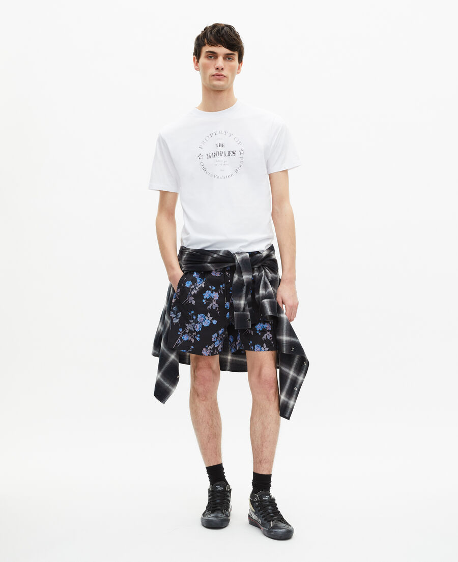 The Kooples MEN BLACK BLUE black floral print swimsuit