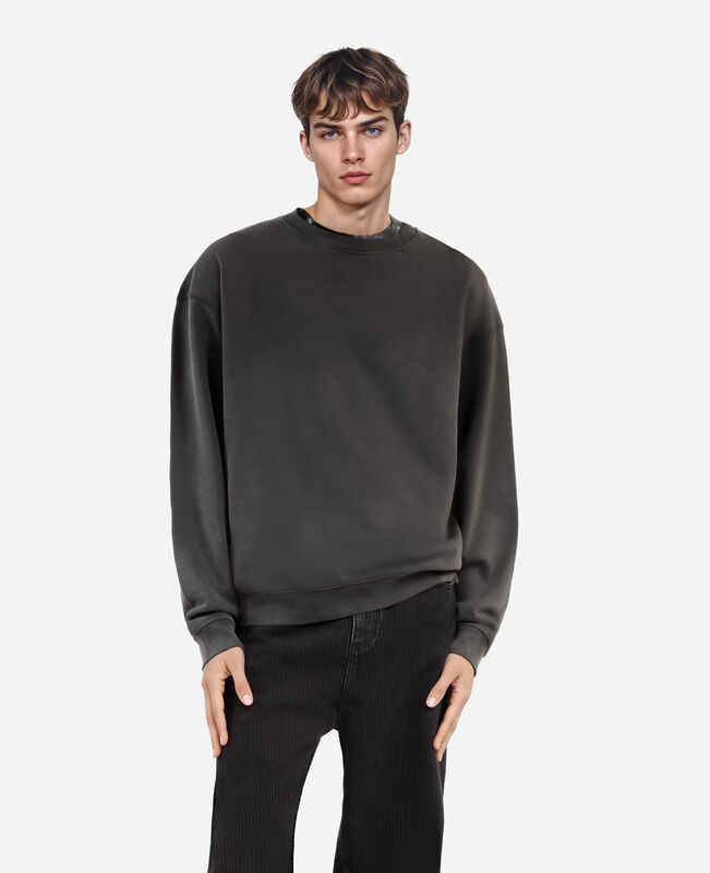 The Kooples HOMME BLACK WASHED sweatshirt avec serigraphie noir délavé