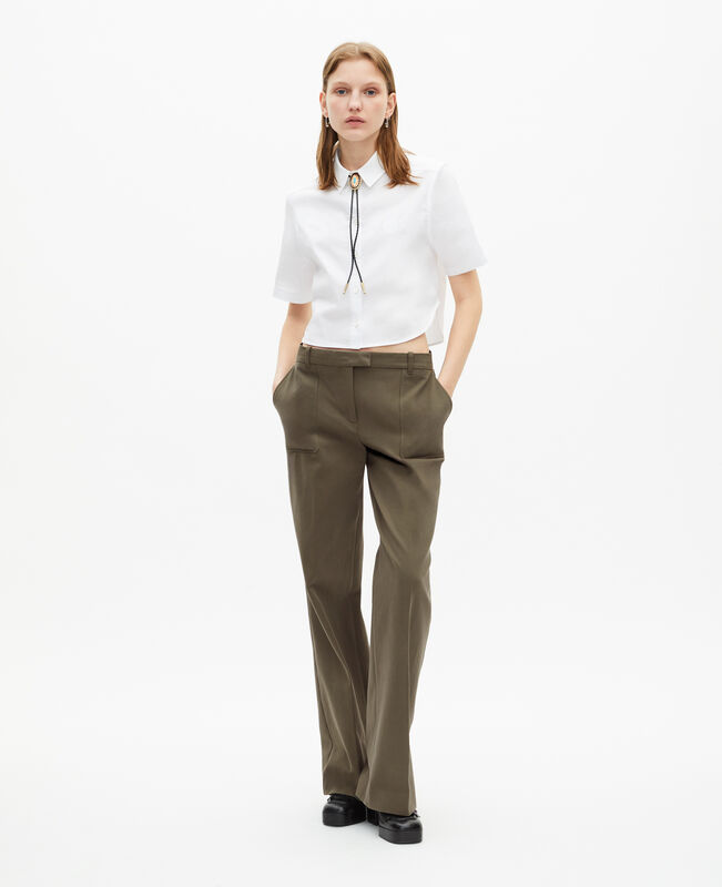 The Kooples FEMME KAKI pantalon large en coton kaki