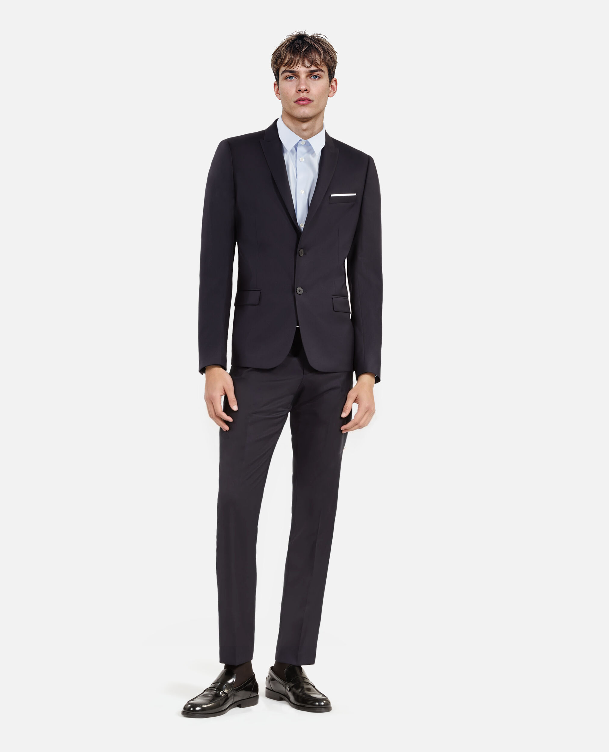 Veste de costume en laine bleu marine coupe ajustée, DARK NAVY, hi-res image number null
