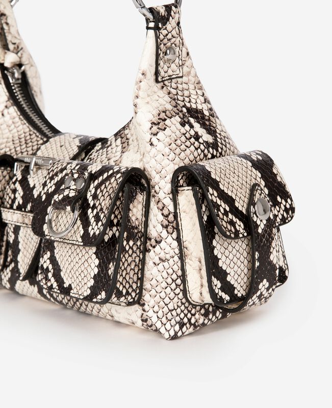 The Kooples FEMME BLACK WHITE sac amelia small en cuir effet python