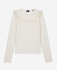The Kooples FEMME WHITE t-shirt manches longues avec dentelle blanc